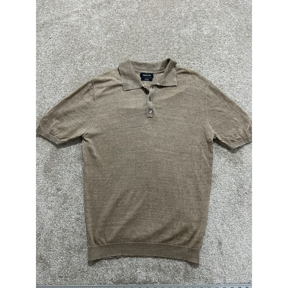 Massimo Dutti Men's Short Sleeve Polo in Olive Brown